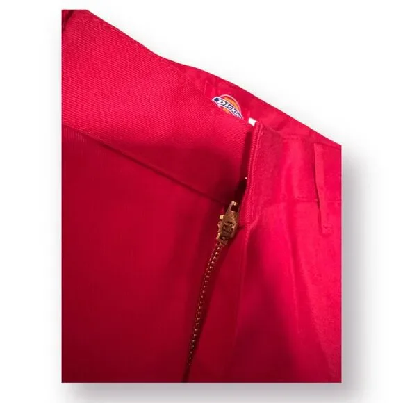 Dickies DickieGirl Red Flat Front Pants Vintage 80s Straight Leg‎ Pants Size 1 - Picture 6 of 7